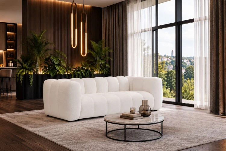 Sofa modułowa Marbella dwuosobowa z eleganckimi przeszyciami - tkanina Suprise Me - Aranżacja