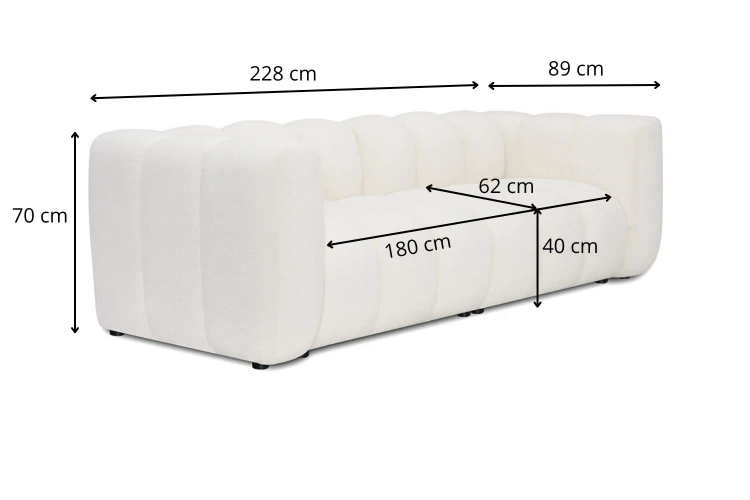 Sofa modułowa Marbella dwuosobowa z eleganckimi przeszyciami - tkanina Suprise Me - Wymiarówka