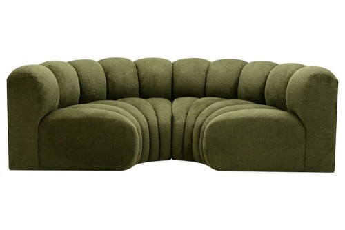 Sofa modułowa Marbella U półokrągła z eleganckimi przeszyciami - tkanina Aragon - widok główny