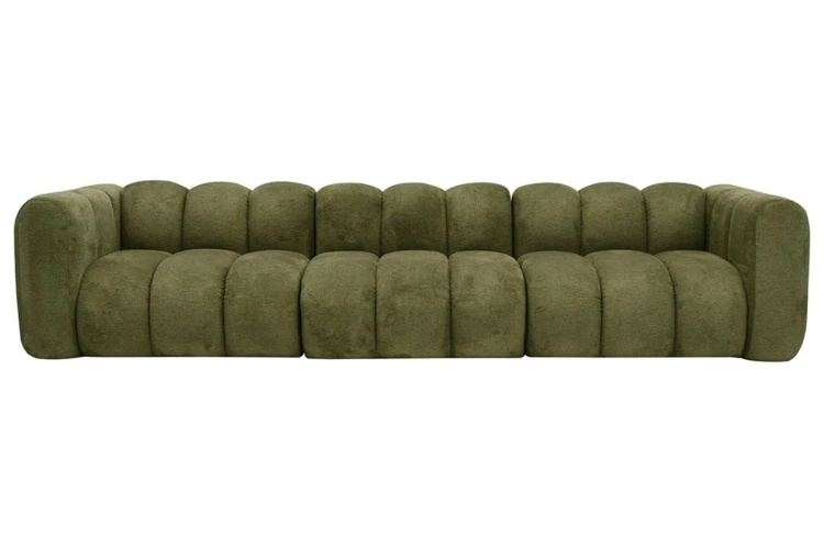 Sofa modułowa Marbella czteroosobowa z eleganckimi przeszyciami - tkanina Aragon - widok od frontu
