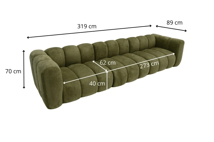 Sofa modułowa Marbella czteroosobowa z eleganckimi przeszyciami - tkanina Aragon - Wymiarówka