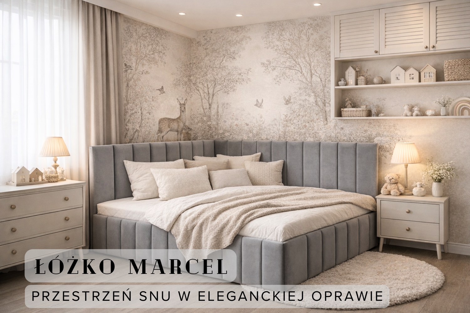 Dziecięce łózko tapicerowane narożne Marcel