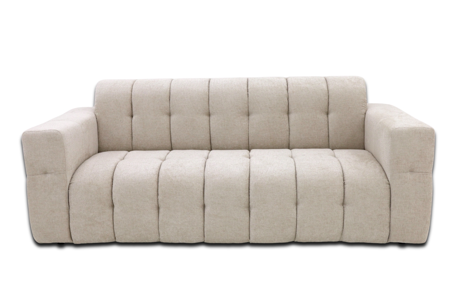 Sofa Selda trzyosobowa eleganckimi przeszyciami - Widok od frontu