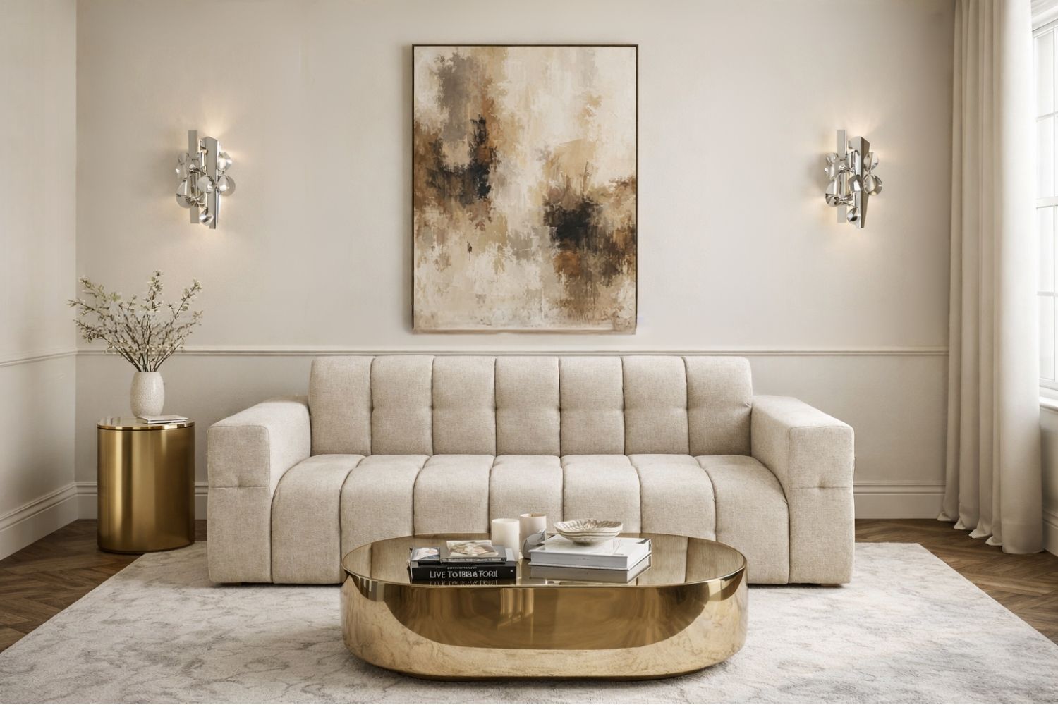 Sofa Selda trzyosobowa eleganckimi przeszyciami - Aranżacja 2