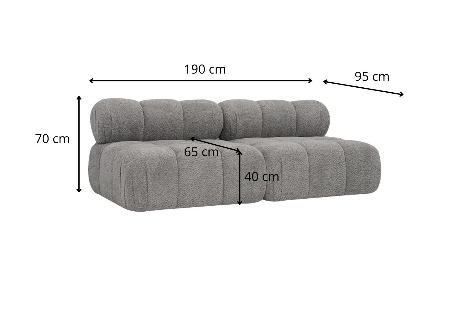 Sofa modułowa Pula dwuosobowa w tkaninie Abriamo 07 - wymiarówka