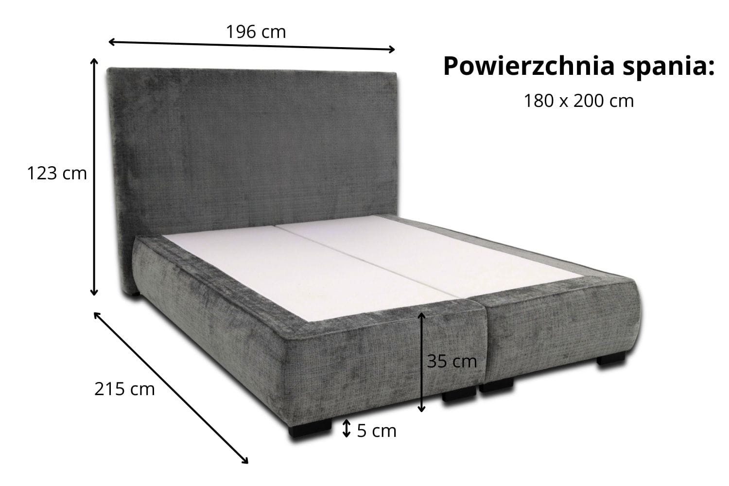 Łóżko tapicerowane dwuosobowe 180x200 Simple - tkanina Cremona - Wymiarówka