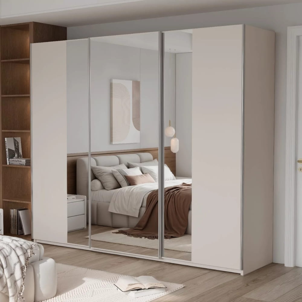 Szafa przesuwna TORINO 250 cm z lustrem - Beż piaskowy - Aranżacja